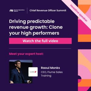 Driving Predictable Revenue Growth Raoul Monks CRO Summit banner watch on demand